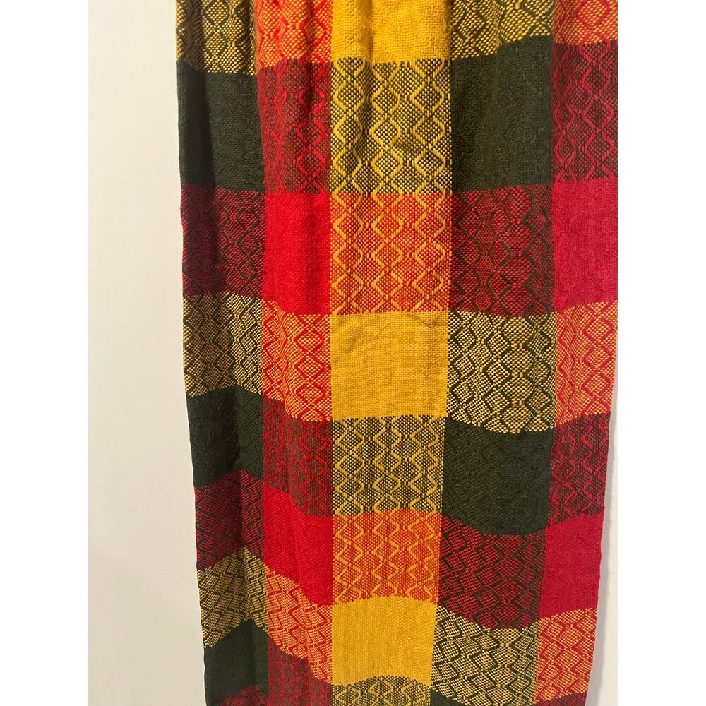 Vintage 1960s-70s Patchwork Plaid Sleeveless Maxi Dress w Belt Red Yellow Sm JL - Picture 6 of 11